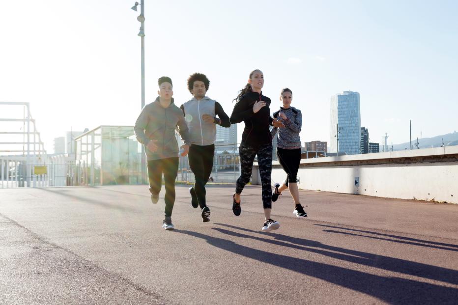 Course à pied en groupe